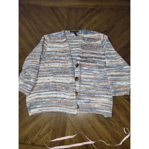 Lane Bryant Multicolor Striped Cardigan Sweater Womens 14 16 Open Front Button